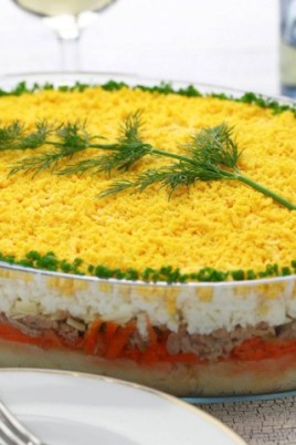 Салат мимоза с плавленным сыром (61 фото)