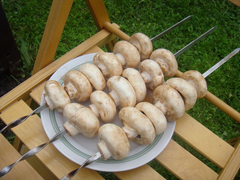 Шампиньоны на мангале