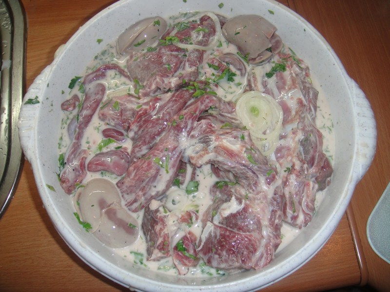 Шашлычок с луком и кетчупом
