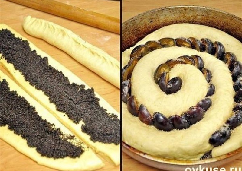 Трёхслойный пирог с курагой и черносливом