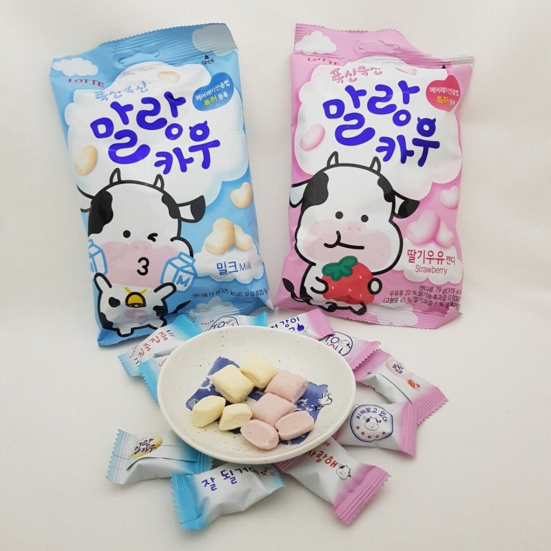 Карамель Lotte Malang Cow Strawberry Milk 79 г