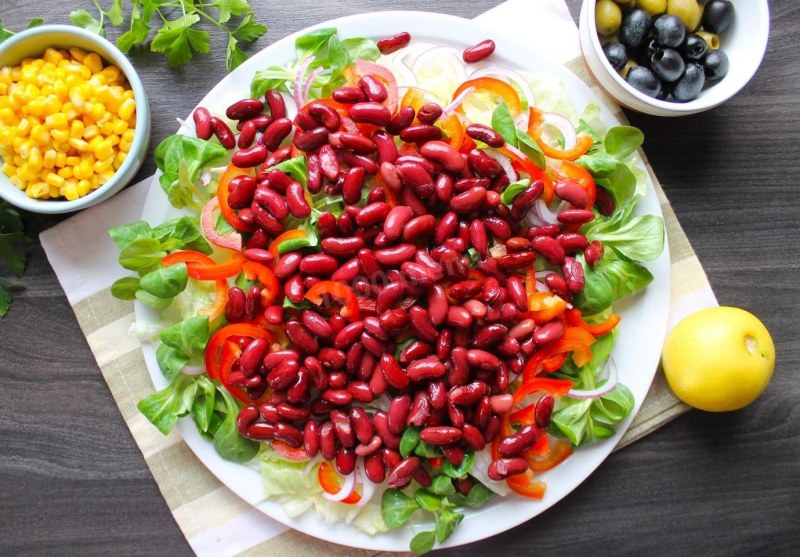 Салат курица фасоль перец болгарский