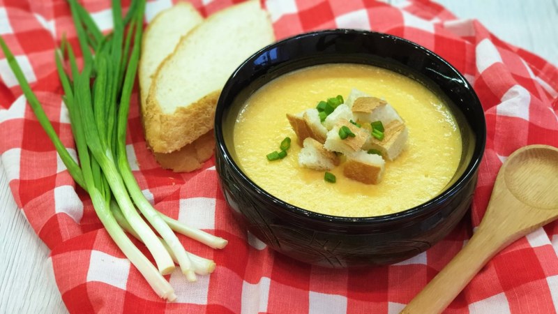 Сырный суп с куриными сердечками