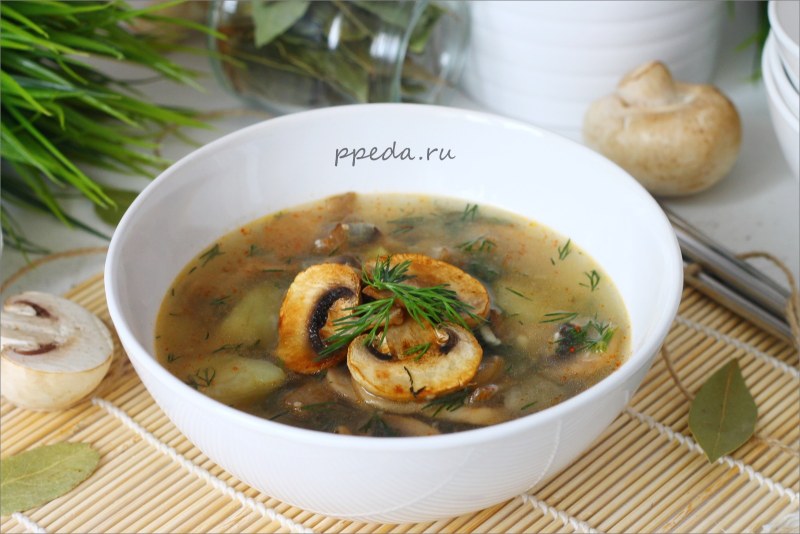 Лапша куриная с грибами