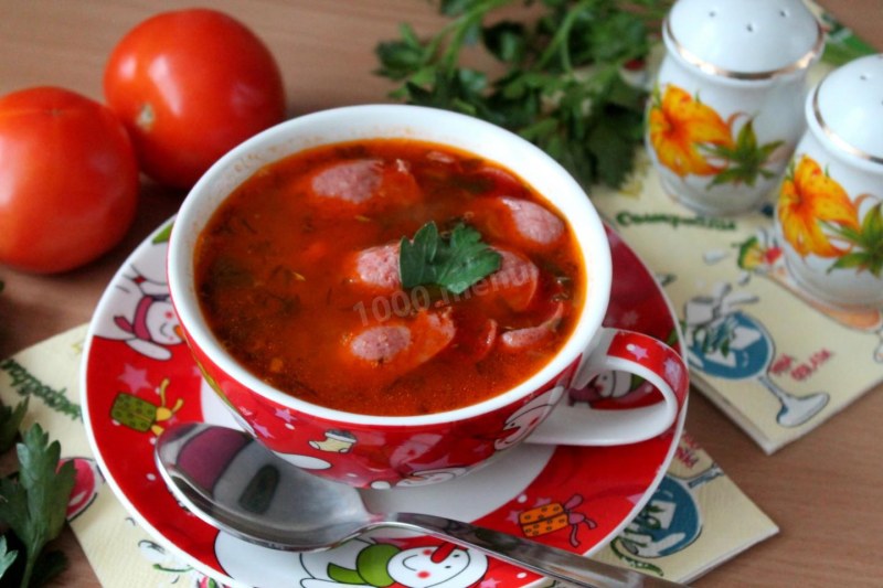 Солянка с охотничьими колбасками