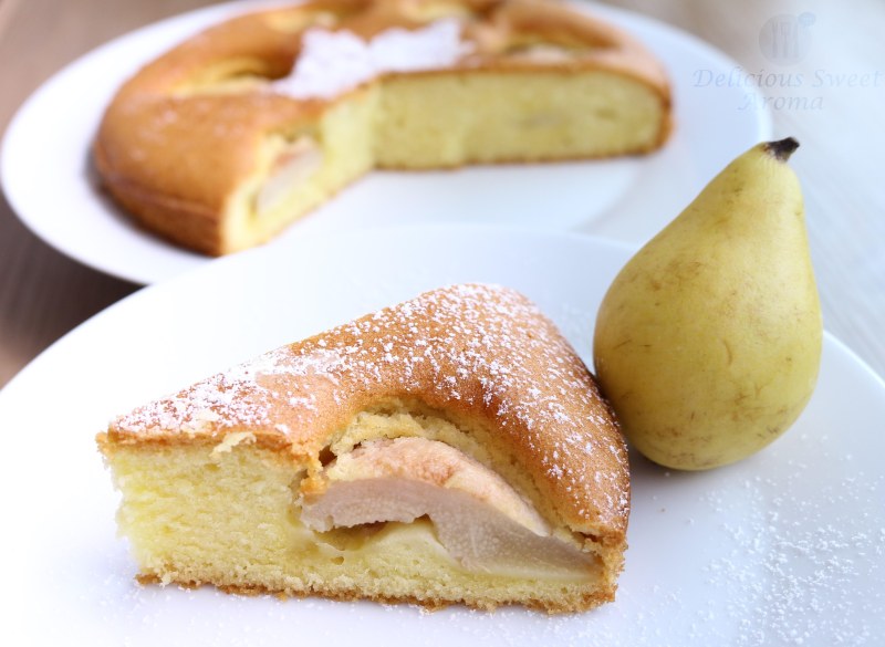Кекс с карамельными грушами