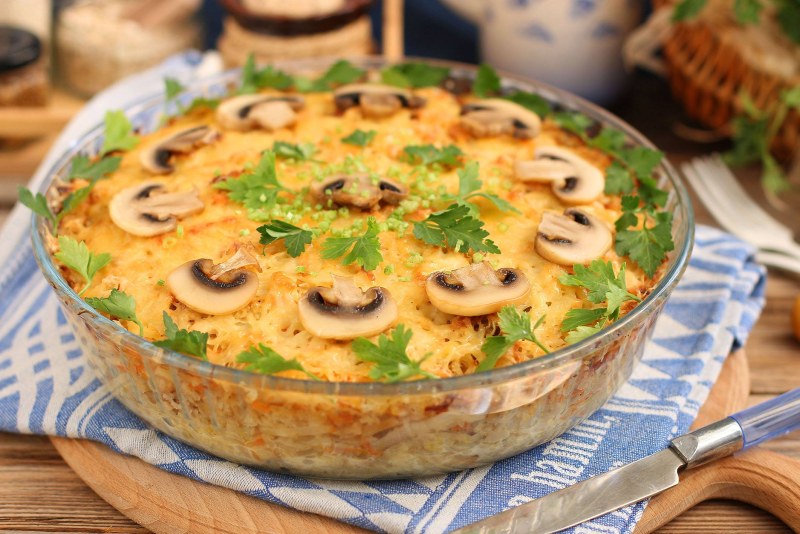 Запеканка с шампиньонами