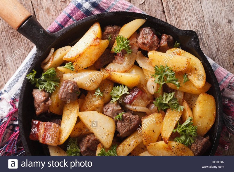 Картошка с мясом на сковороде