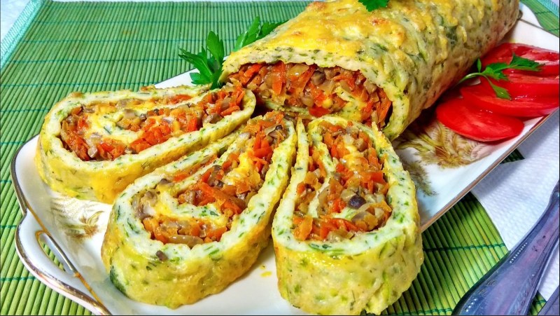 Рулет из кабачков в духовке