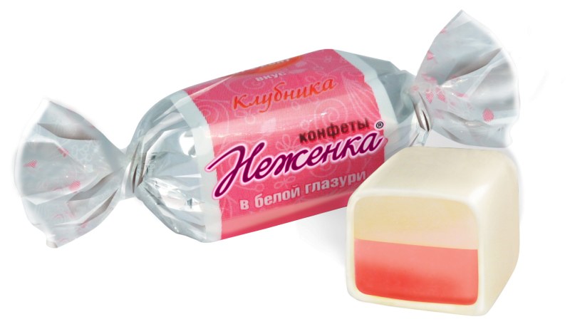Конфеты неженка вкус клубника, рот фронт