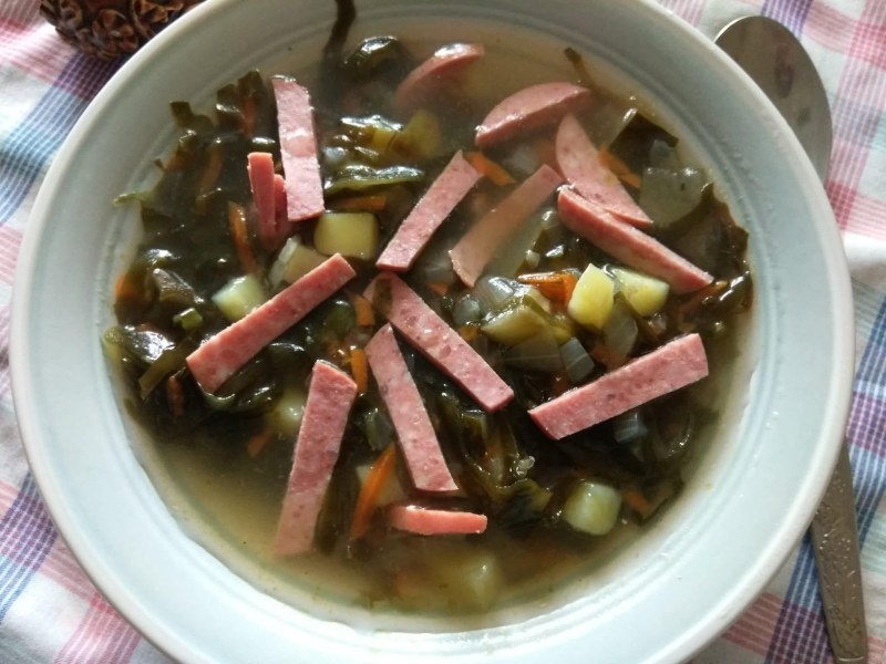Суп картофельный с колбасками