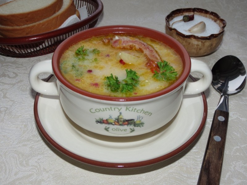Фото сырный суп с колбасками