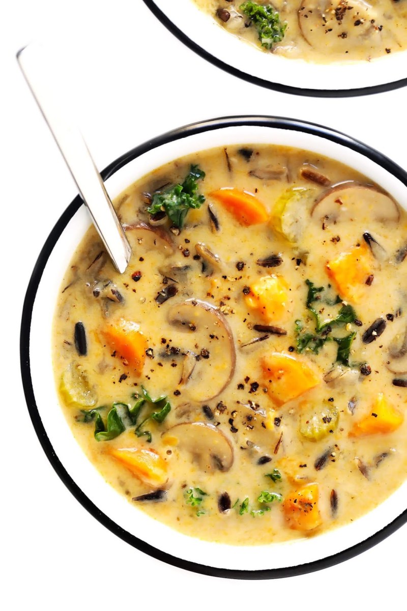 Грибной суп с плавленным сыром и курицей