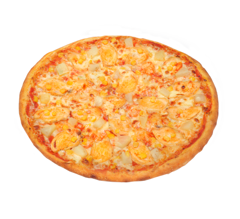 Пицца с ананасами и ветчиной