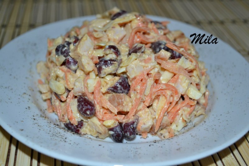 Салат с морковью по-корейски и фасолью