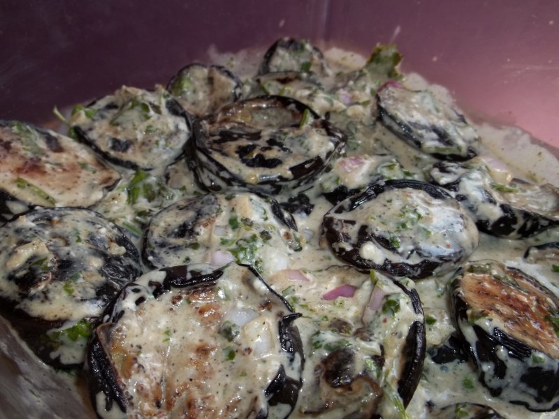 Баклажаны с майонезом и чесноком