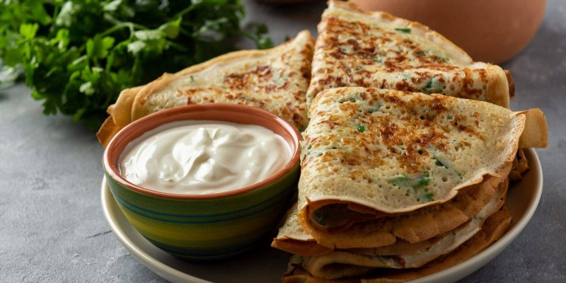 Блинчики с сыром и зеленью