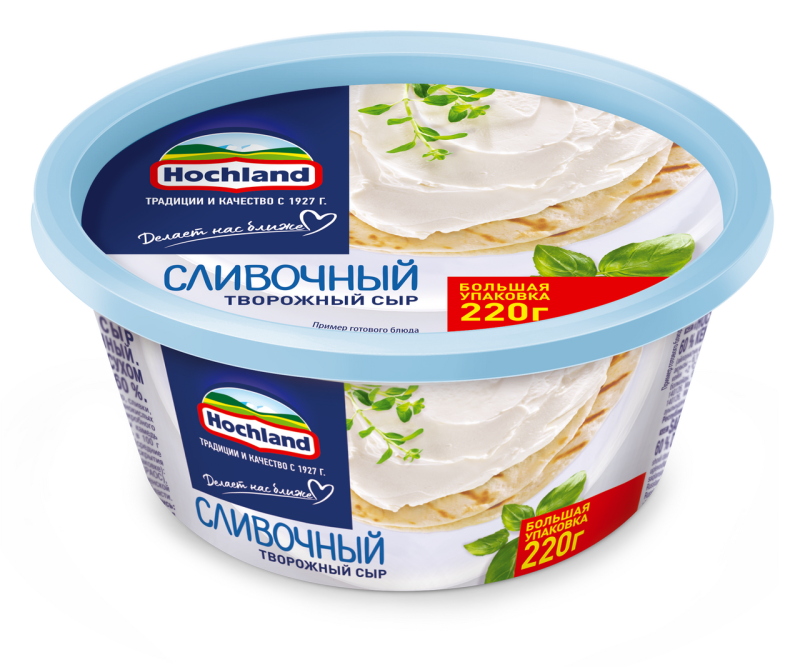 Сыр творожный с ветчиной и зеленью Хохланд 140 г