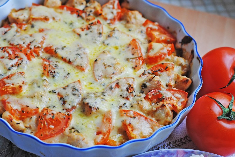 Запеканка с макаронами и курицей