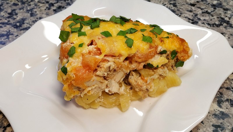 Макароны с курицей в духовке