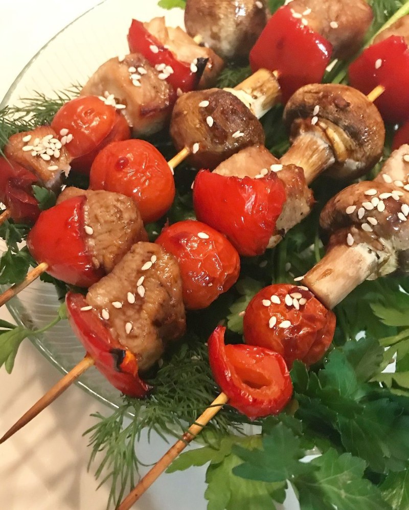 Шашлык с грибами шампиньонами
