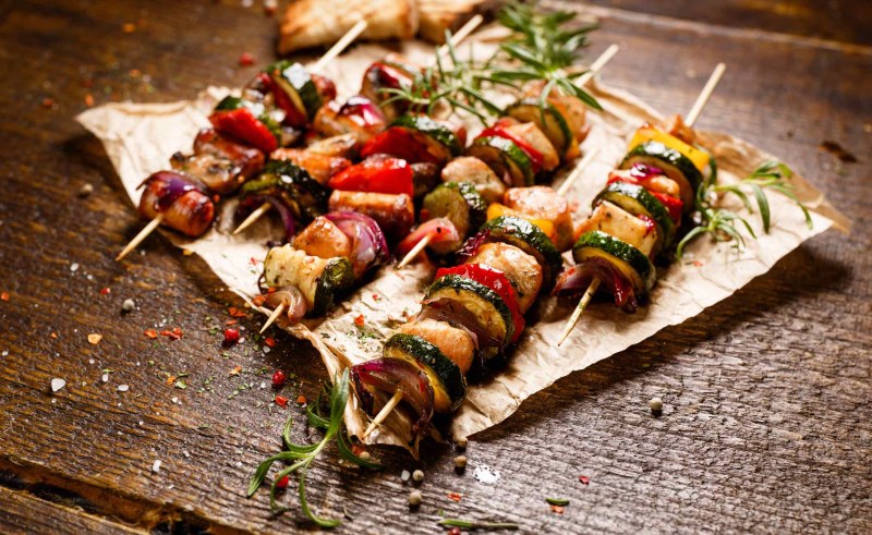 Шашлык из курицы с шампиньонами