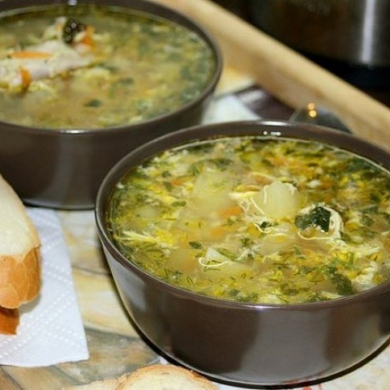 Суп с яйцом и курицей