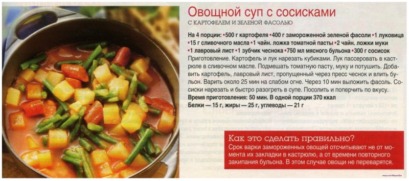 Рецепт овощного супа описание