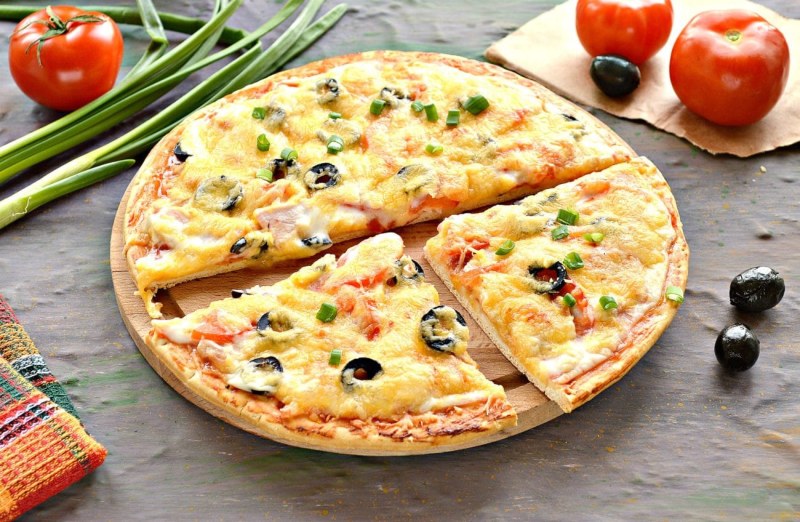 Пицца с курицей и грибами