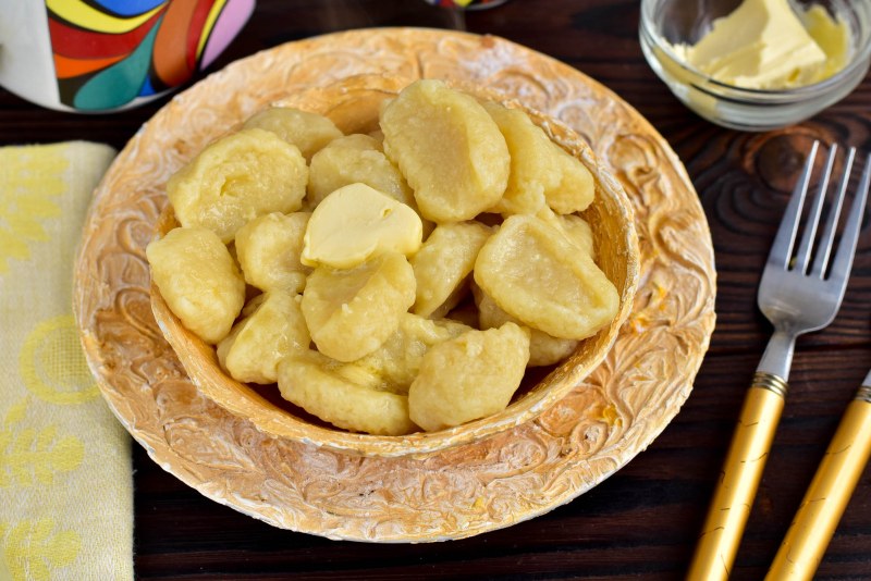 Галушки с картошкой и грибами