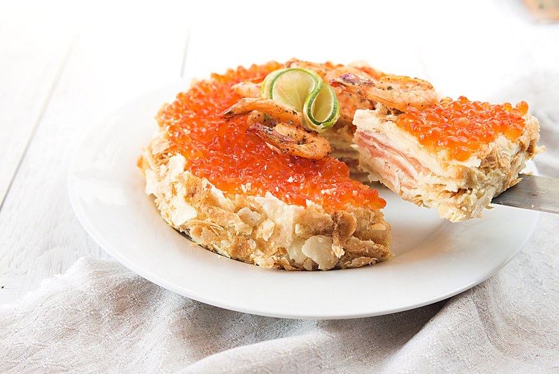 Мимоза с вафельными коржами закусочный торт