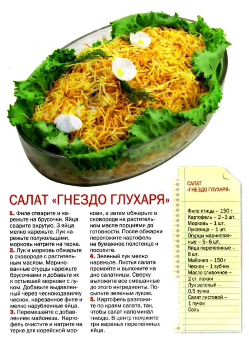 Технологическая карта салат гнездо