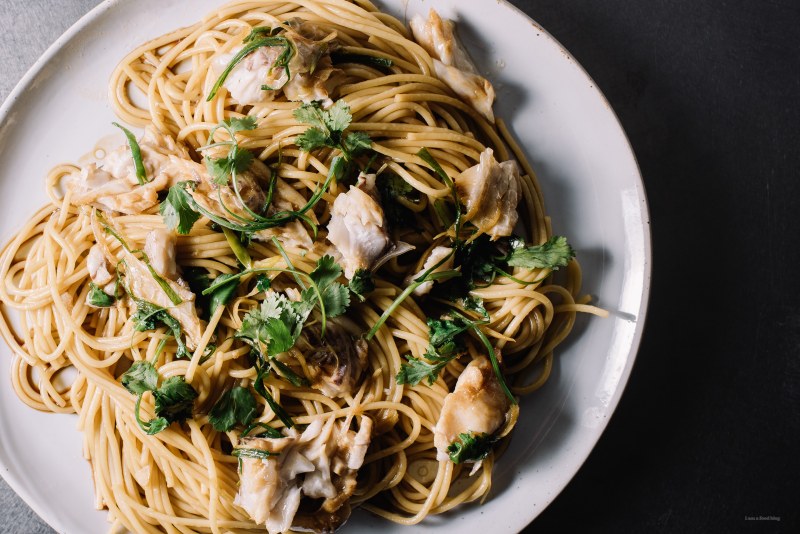Eating pasta with Fish