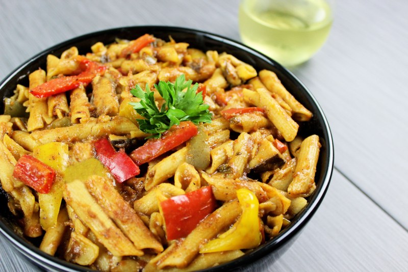 Макароны с овощами