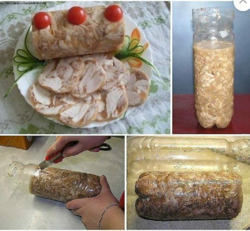 Рулет в бутылке из курицы