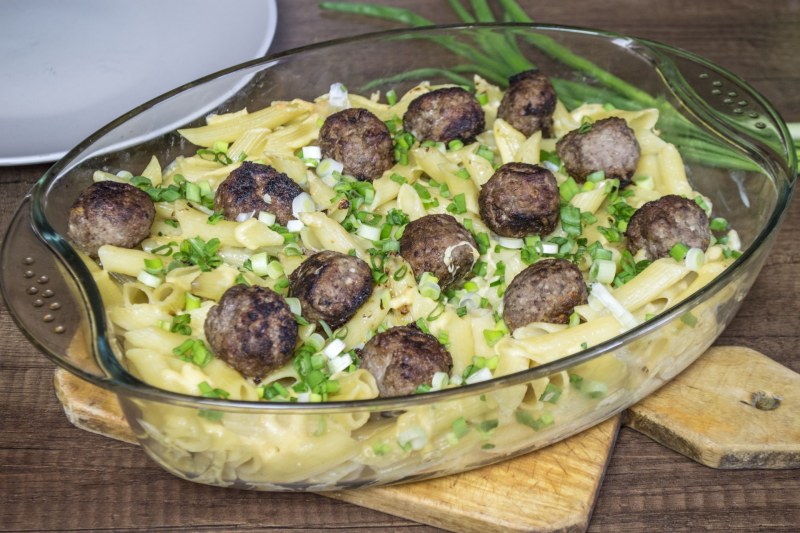 Гнёзда из макарон с фаршем
