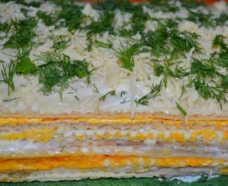 Закусочный торт Наполеон мясной