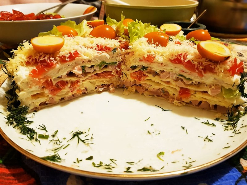 Закусочный торт Наполеон Мимоза