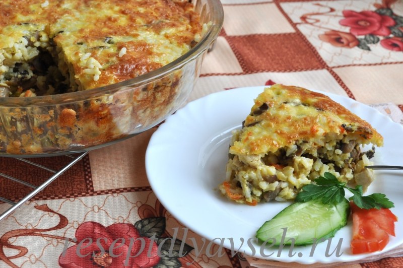 Запеканка с курицей и грибами
