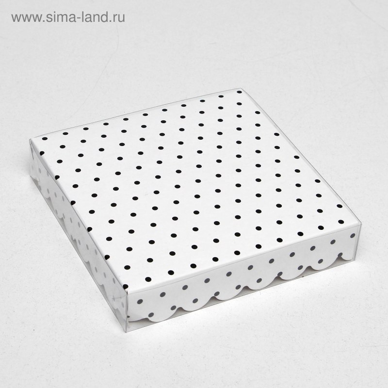 Коробочка для печенья с PVC крышкой, белая, 15 х 15 х 3 см