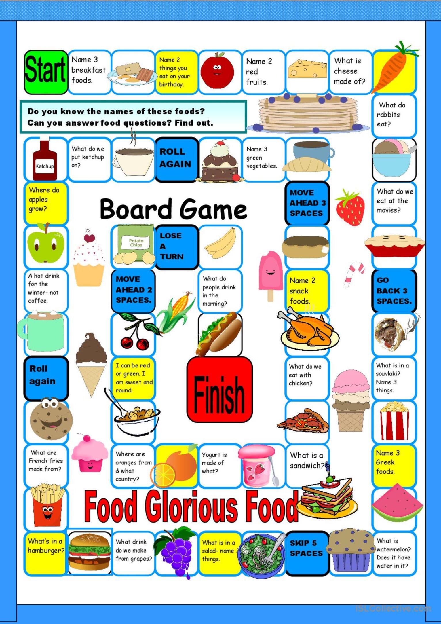 Boards topic. Food Board game ESL. Игры на английском для детей. Настольные игры на английском языке. Board game for Kids.