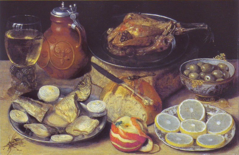 Георг Флегель, «натюрморт с вафлями и кувшином»
