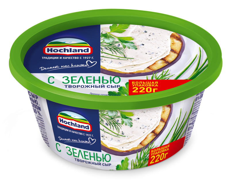 Сыр Hochland творожный с зеленью 60%
