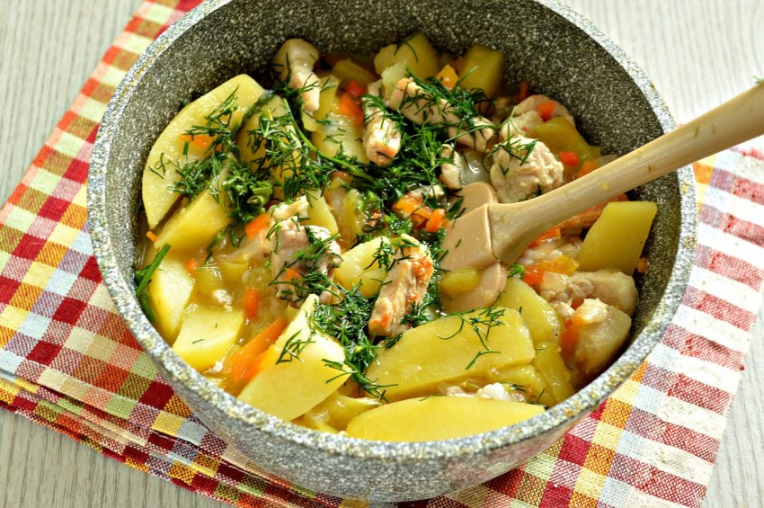 Жареная картошка с мясом
