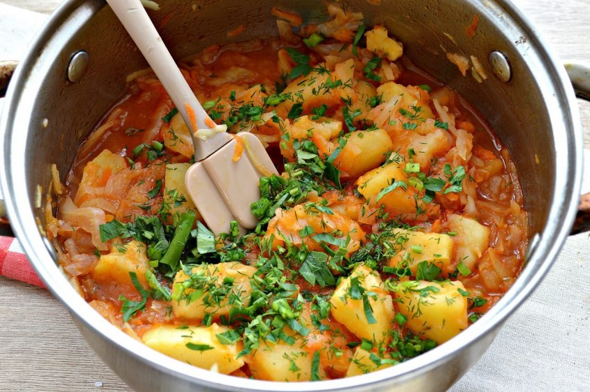 Картошка с мясом и овощами