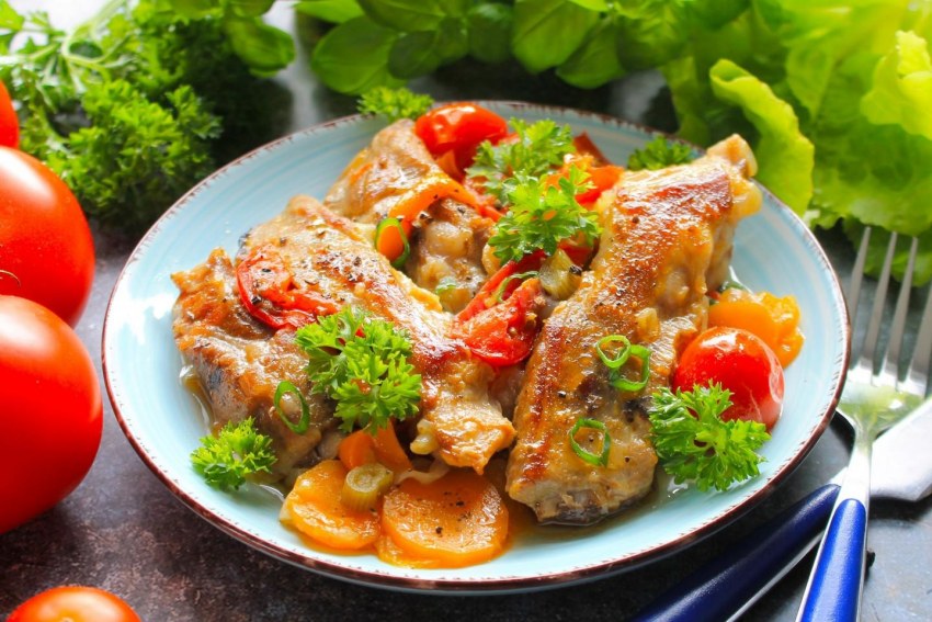Макароны с овощами