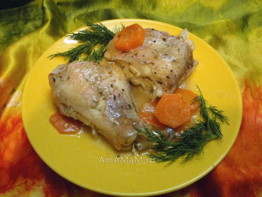Жареная рыба с овощами