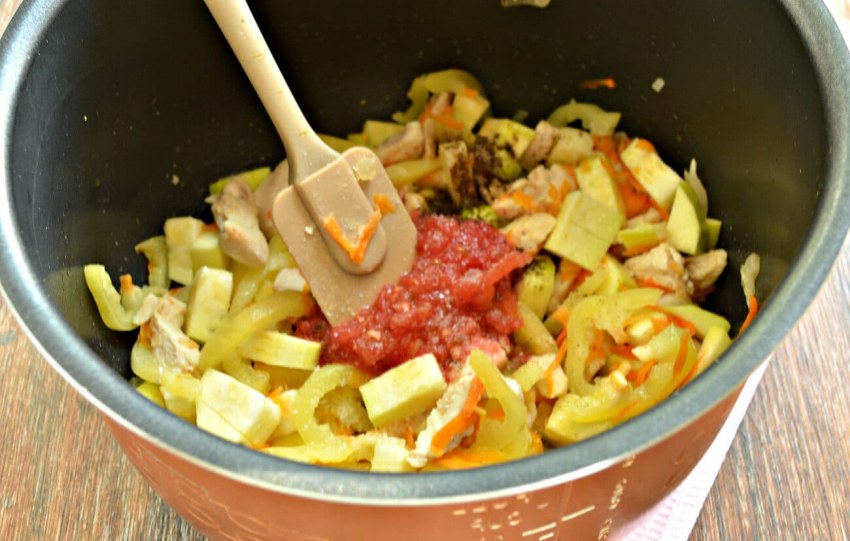 Рагу с курицей и кабачками