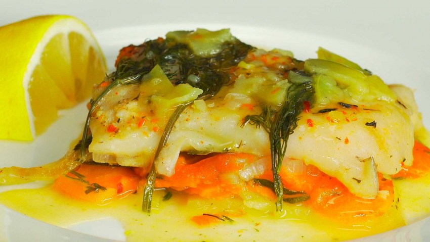 Пангасиус с овощами