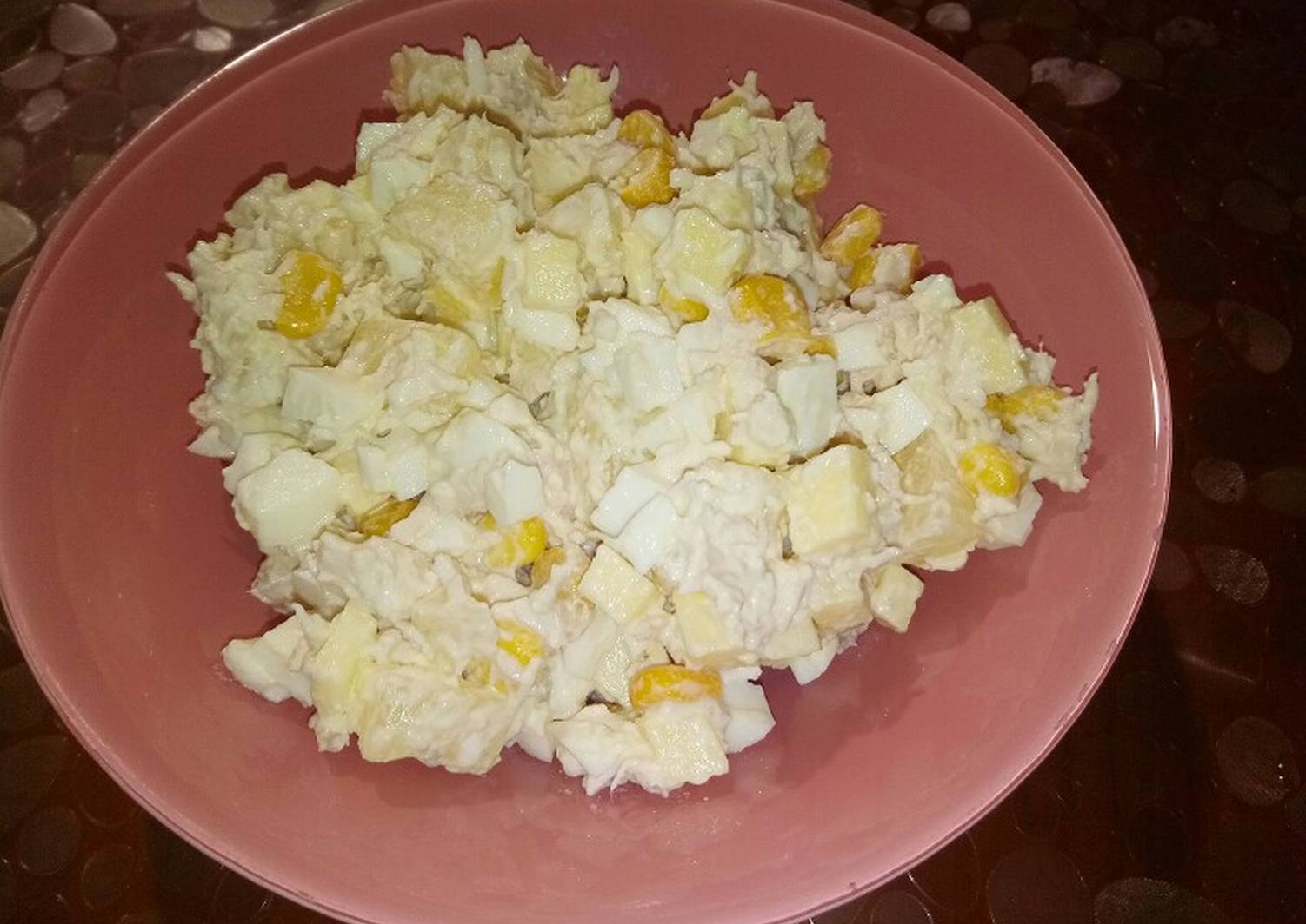 Салат курица ананас сыр яйцо чеснок